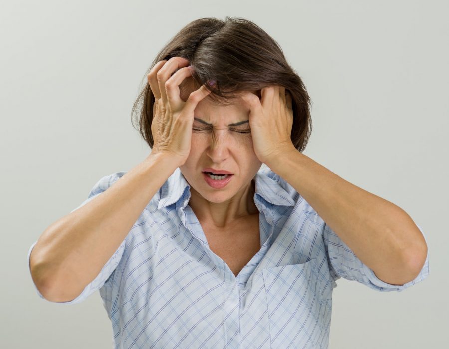 Portrait stressed sad woman